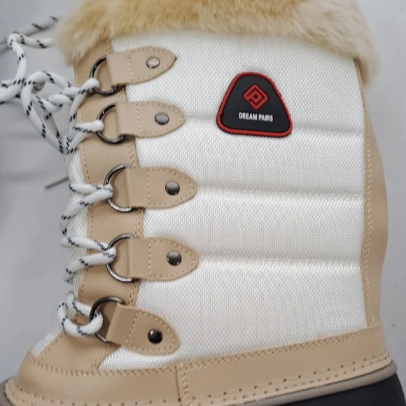 Dream Pairs Women's Winter Boots with Faux Fur in Tan and Black - Picture 4 of 16